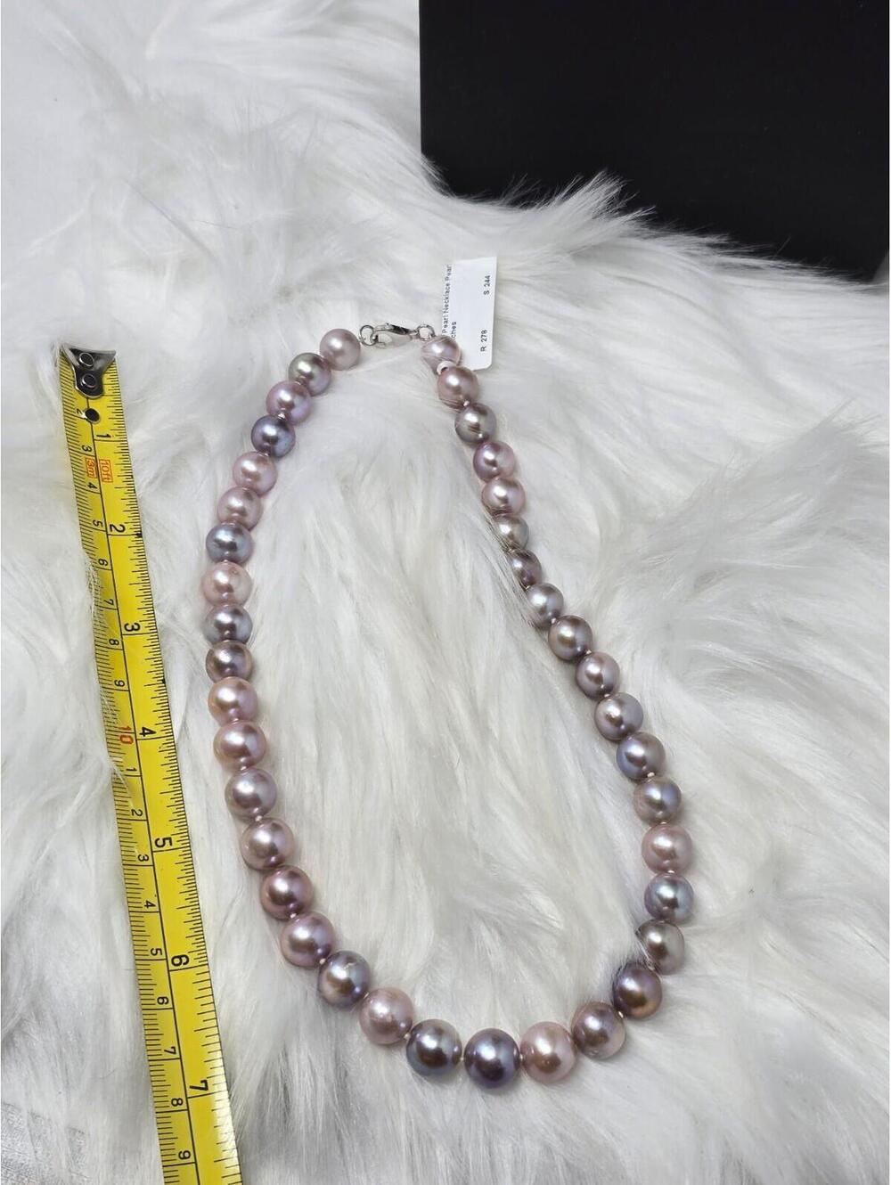 11mm Lavender Freshwater Pearl Necklace 18" 925 Silver - Picture 6 of 7